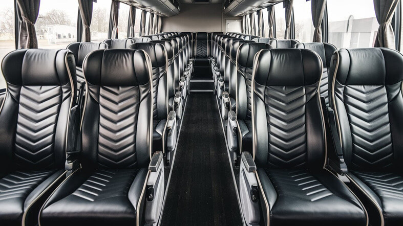 50 passenger charter bus inside cuyahoga falls