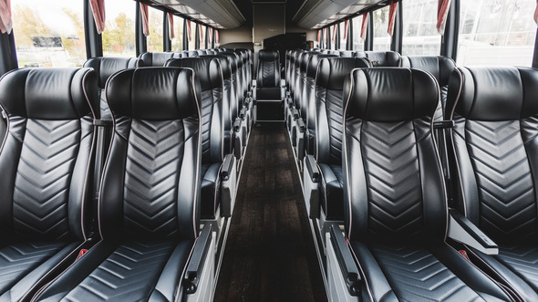 55 passenger charter bus inside akron